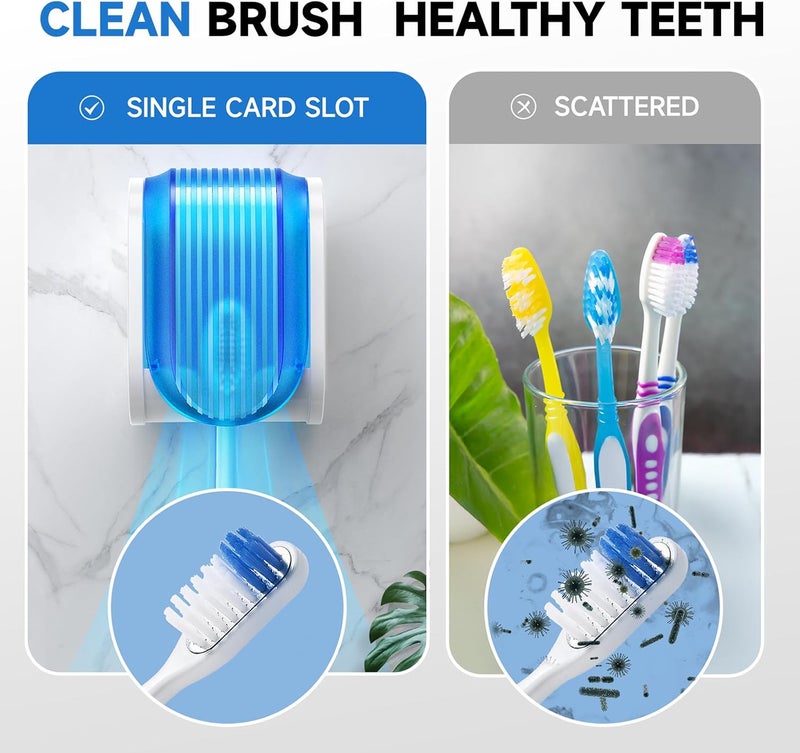 EKOTTOK Toothbrush Holders for Bathrooms【Upgrade Single Slot Design】 Toothbrush Holder Wall Mounted with Cover Moisture-Proof and Dust-Proof Toothbrush Storage Organizer for Shower Family and Travel 5PCS - Image 5